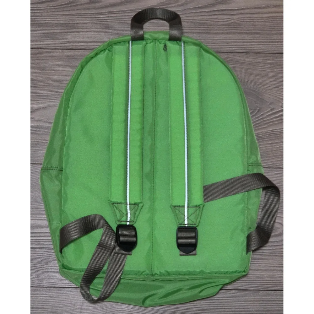 LL Bean Kids Backpack Lime Green Reflective Stripe Nylon School Bag 0YP84 Retro